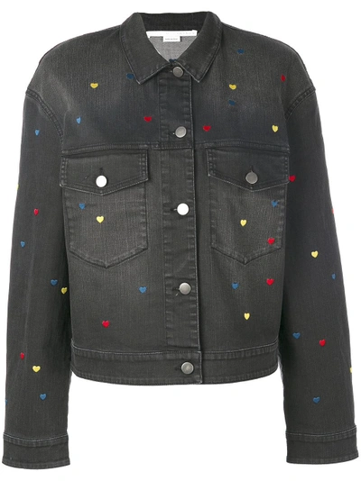 Shop Stella Mccartney Denim Heart Embroidered Jacket