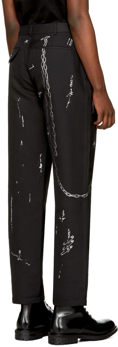 Shop Alexander Mcqueen Black Jacquard Piercing Chinos