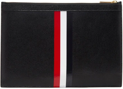 Shop Thom Browne Black Small Zipper Stripe Tablet Holder In 001 Black