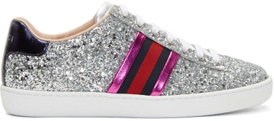 Gucci silver hot sale glitter trainers