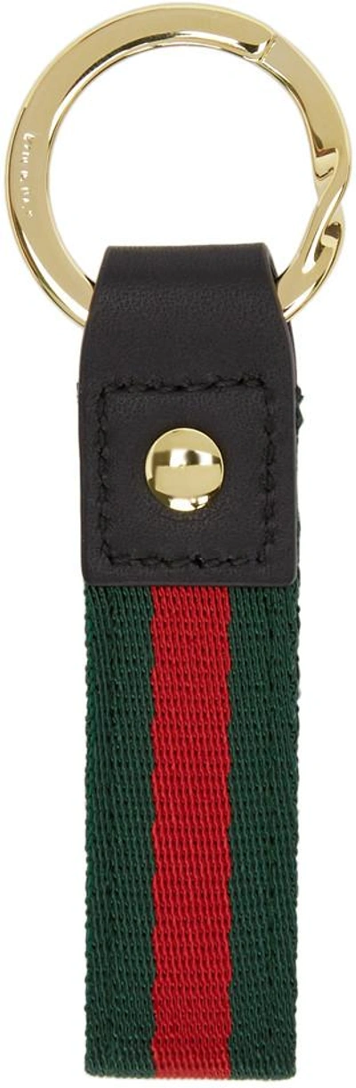 Shop Gucci Red & Green Web Gg Pearl Keychain
