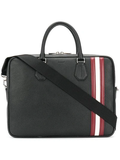Shop Bally Laptop Bag With  Stripe Trim In Black