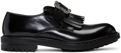 Shop Alexander Mcqueen Black Engraved Buckle Loafers