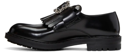 Shop Alexander Mcqueen Black Engraved Buckle Loafers