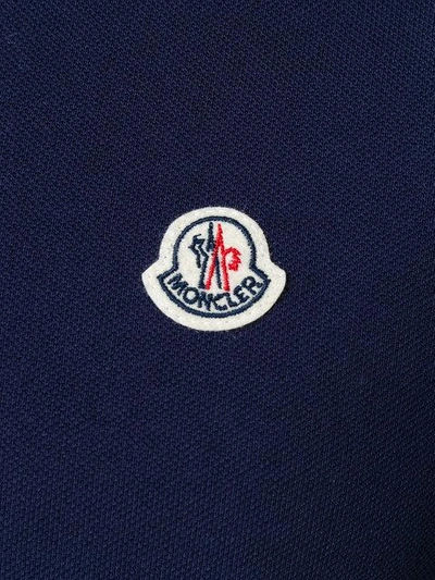 Shop Moncler Logo Plaque Polo Shirt - Blue
