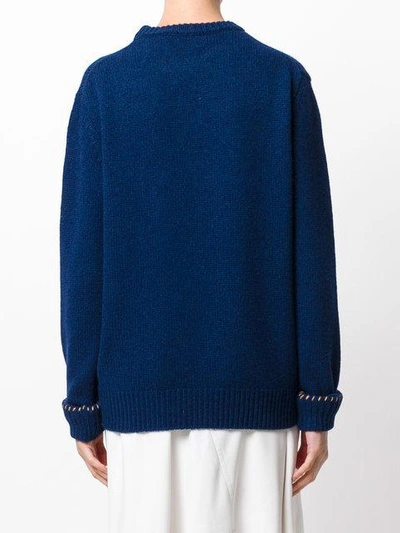 Shop Maison Kitsuné 'k' Frayed Pattern Jumper