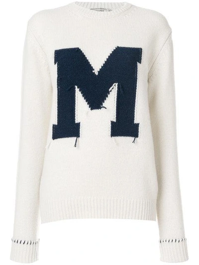 Shop Maison Kitsuné 'm' Frayed Pattern Jumper