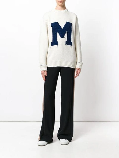 Shop Maison Kitsuné 'm' Frayed Pattern Jumper