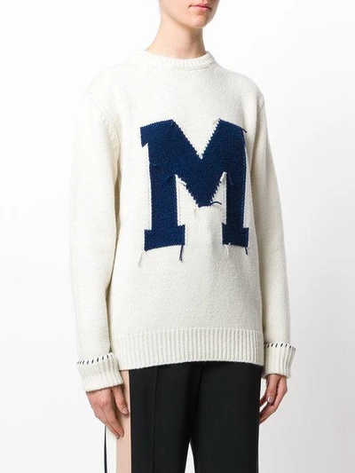 Shop Maison Kitsuné 'm' Frayed Pattern Jumper