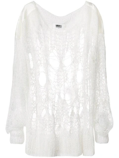 Shop Mm6 Maison Margiela Oversized Open Knit Sweater