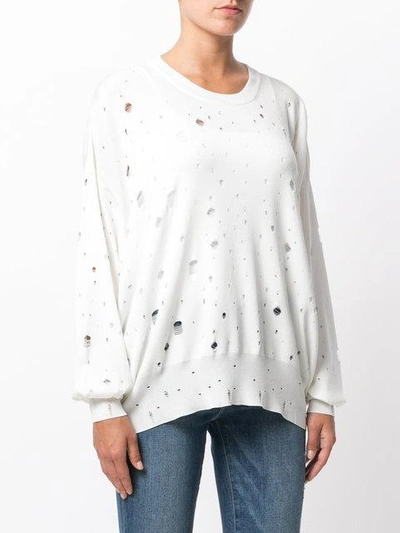 Shop Alexander Wang T Oversized Hole Detail Sweater In White