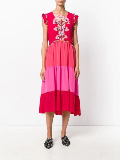 Shop Peter Pilotto Embroidered Midi Dress In Pink