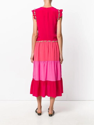 Shop Peter Pilotto Embroidered Midi Dress In Pink