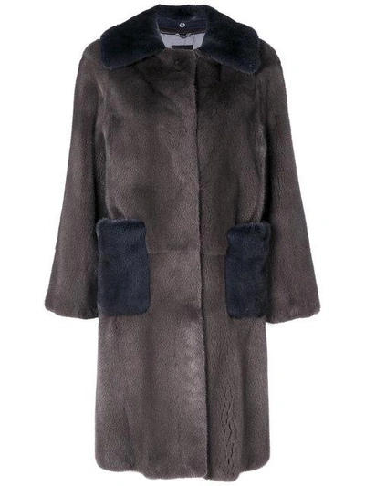 Shop Liska Two-tone Oversized Coat In Grey