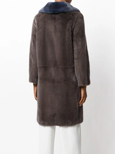 Shop Liska Two-tone Oversized Coat In Grey