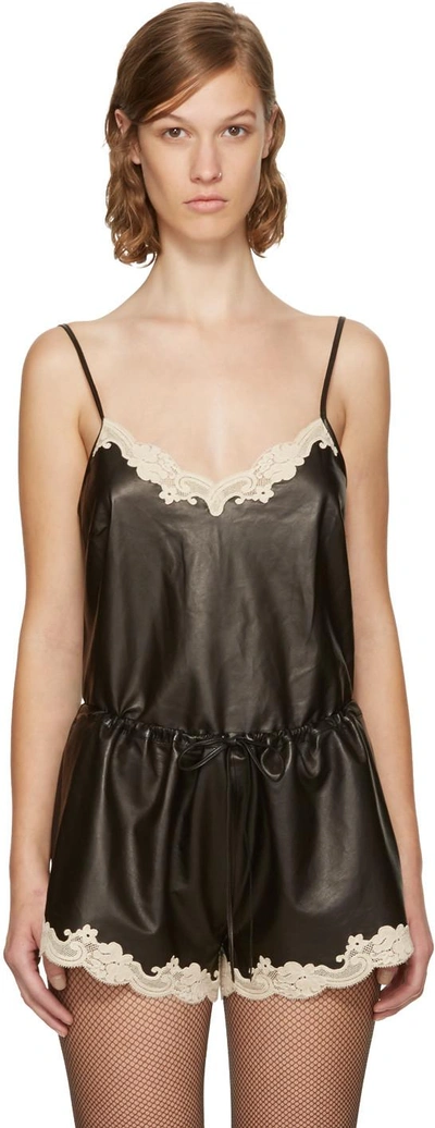 Shop Alexander Wang Black Leather Straight Cut Camisole