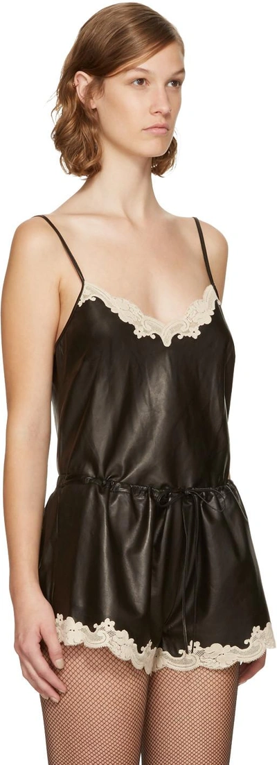 Shop Alexander Wang Black Leather Straight Cut Camisole