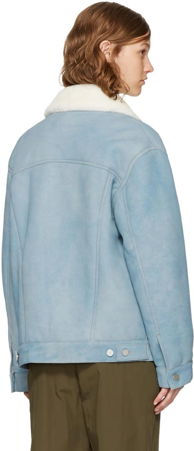 Shop Alexander Wang Blue Oversized Shearling Jacket