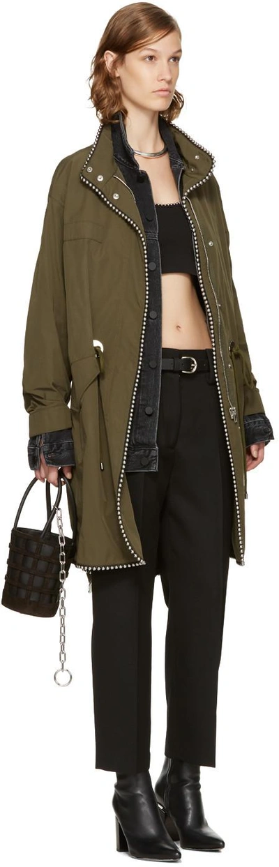 Shop Alexander Wang Green Oversized Ball Chain Parka