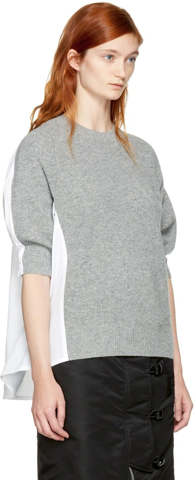 Shop Sacai Grey & White Hybrid Shirt Pullover