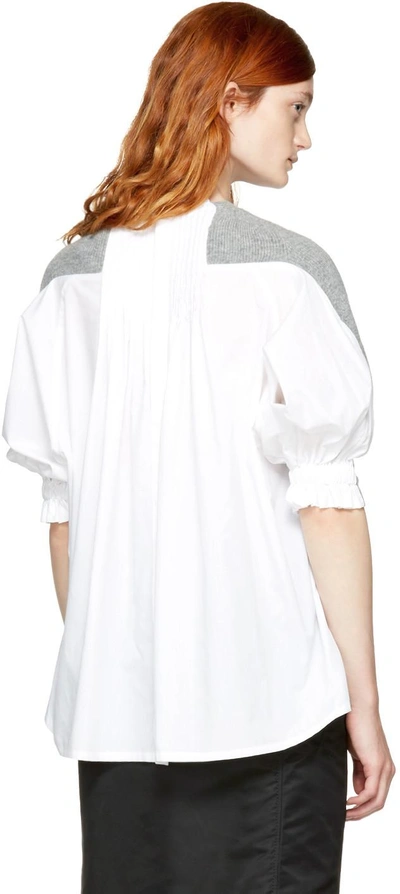 Shop Sacai Grey & White Hybrid Shirt Pullover