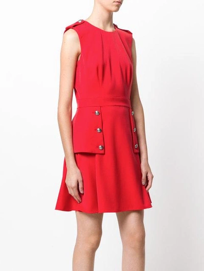 Shop Alexander Mcqueen Embossed Button Dress - Red