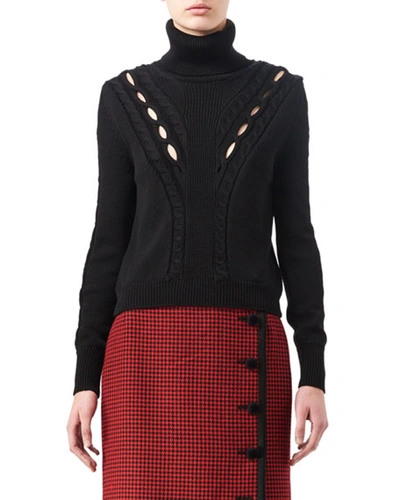 Altuzarra Tomkins Wool Mixed-knit Turtleneck Sweater In Black