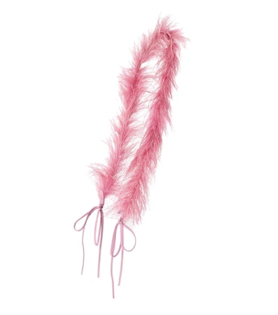 Prada Feather-trimmed Shoulder Strap In Pink