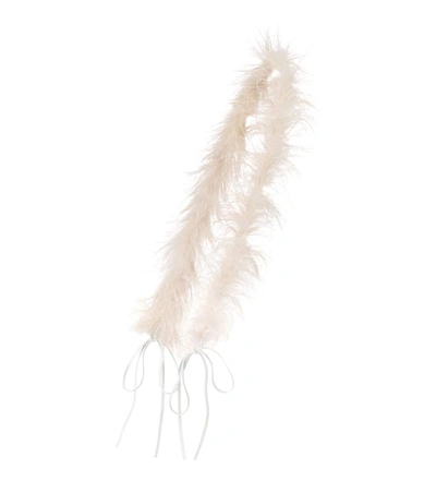 Prada Feather-trimmed Shoulder Strap In Naturale