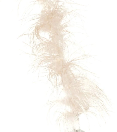 Shop Prada Feather-trimmed Shoulder Strap In Naturale
