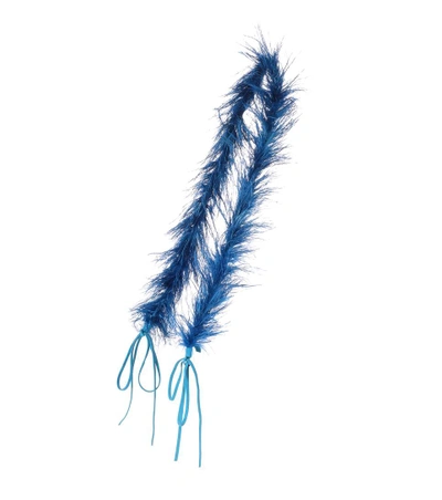 Prada Feather-trimmed Shoulder Strap In Blue