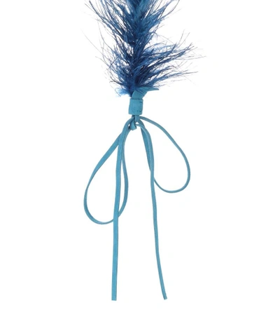Shop Prada Feather-trimmed Shoulder Strap In Blue
