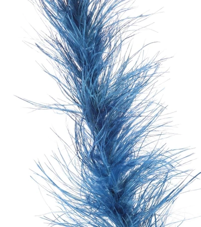 Shop Prada Feather-trimmed Shoulder Strap In Blue