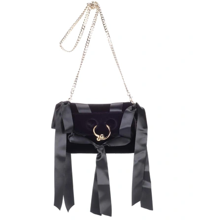 Jw Anderson Pierce Mini Woven-ribbon Velvet Cross-body Bag In Llack