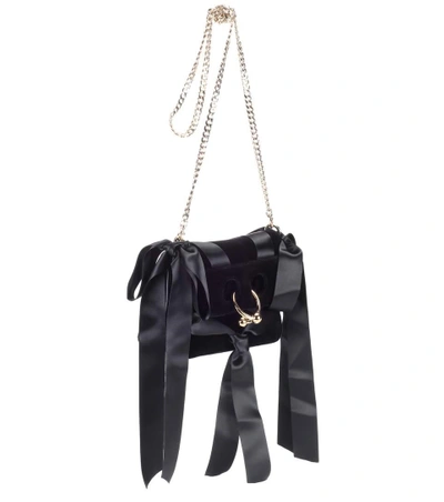 Shop Jw Anderson Pierce Mini Velvet Crossbody Bag In Llack