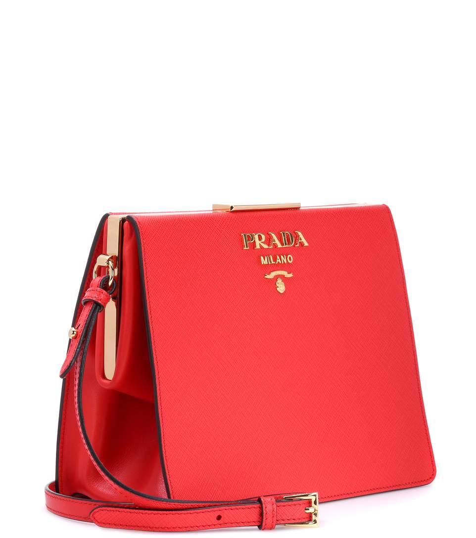 Prada Exclusive To Mytheresa.com - Saffiano Leather Shoulder Bag In Red ...