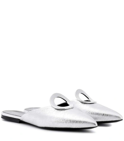 Proenza Schouler Embellished Metallic Leather Slippers In Silver