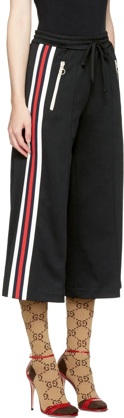 Shop Gucci Black Cropped Wide-leg Track Pants