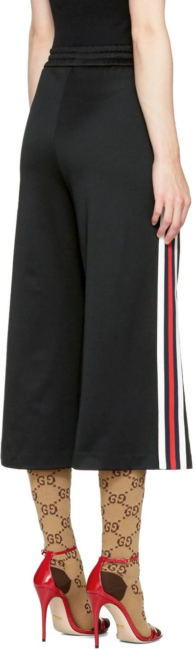 Shop Gucci Black Cropped Wide-leg Track Pants