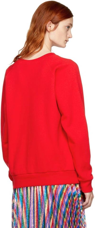 Shop Gucci Red Embroidered Ufo Sweatshirt
