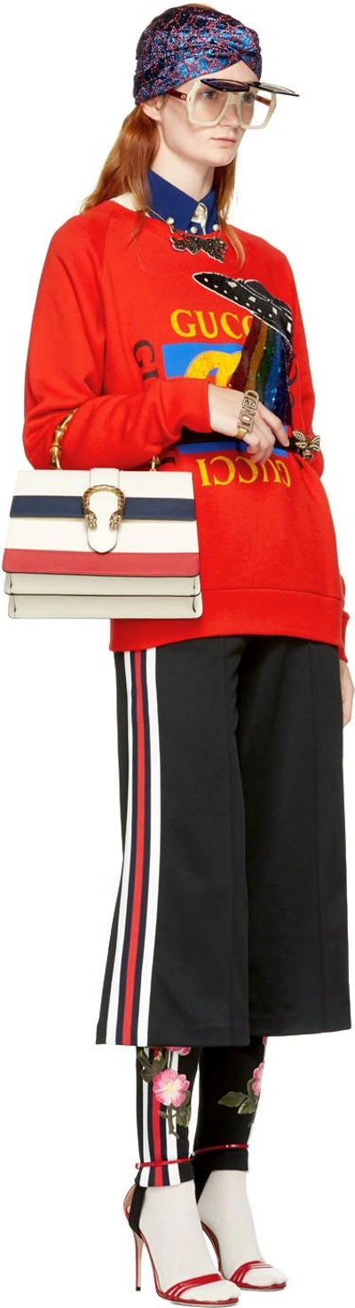 Shop Gucci Red Embroidered Ufo Sweatshirt