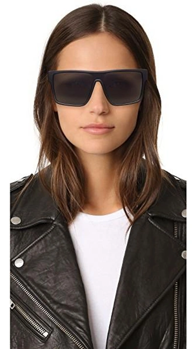 Shop Le Specs Minimal Magic Sunglasses In Matte Black/smoke Mono