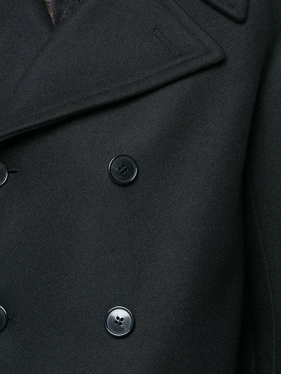 Shop Saint Laurent Double Breasted Coat In Black