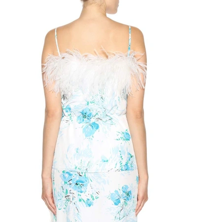 Shop Prada Exclusive To Mytheresa.com - Feather-trimmed Silk Top In White