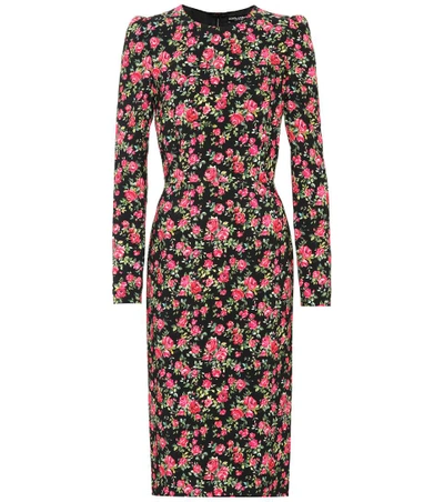 Shop Dolce & Gabbana Floral-printed Silk Dress In Stampa Roselliee Foedo