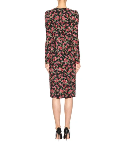Shop Dolce & Gabbana Floral-printed Silk Dress In Stampa Roselliee Foedo