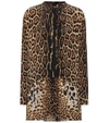 SAINT LAURENT Leopard-printed silk minidress