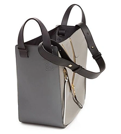 Shop Loewe Hammock Leather Bag In Grey Multitone