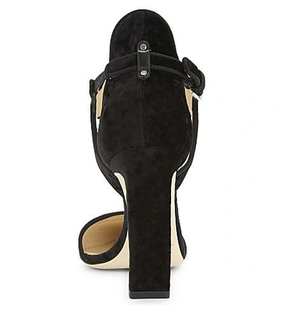 Shop Jimmy Choo Moon 100 Crushed-velvet Heeled Sandals In Black