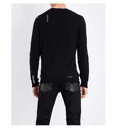 Shop Alexander Mcqueen Eyelet Wool And Cashmere-blend Jumper In Black